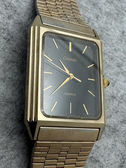 Orient Chandor Quartz - rectangular case, black dial - gold-plated stainless steel