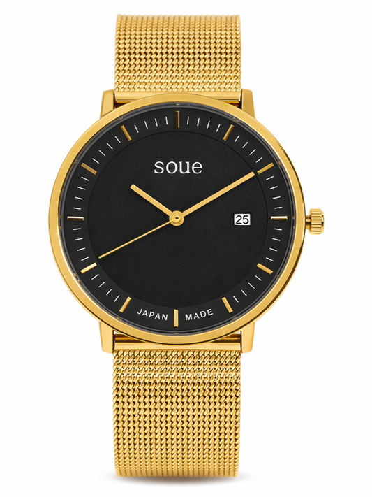 Soue A Basics Gold x Schwarz x Gold Milanaise, Herren 38 mm