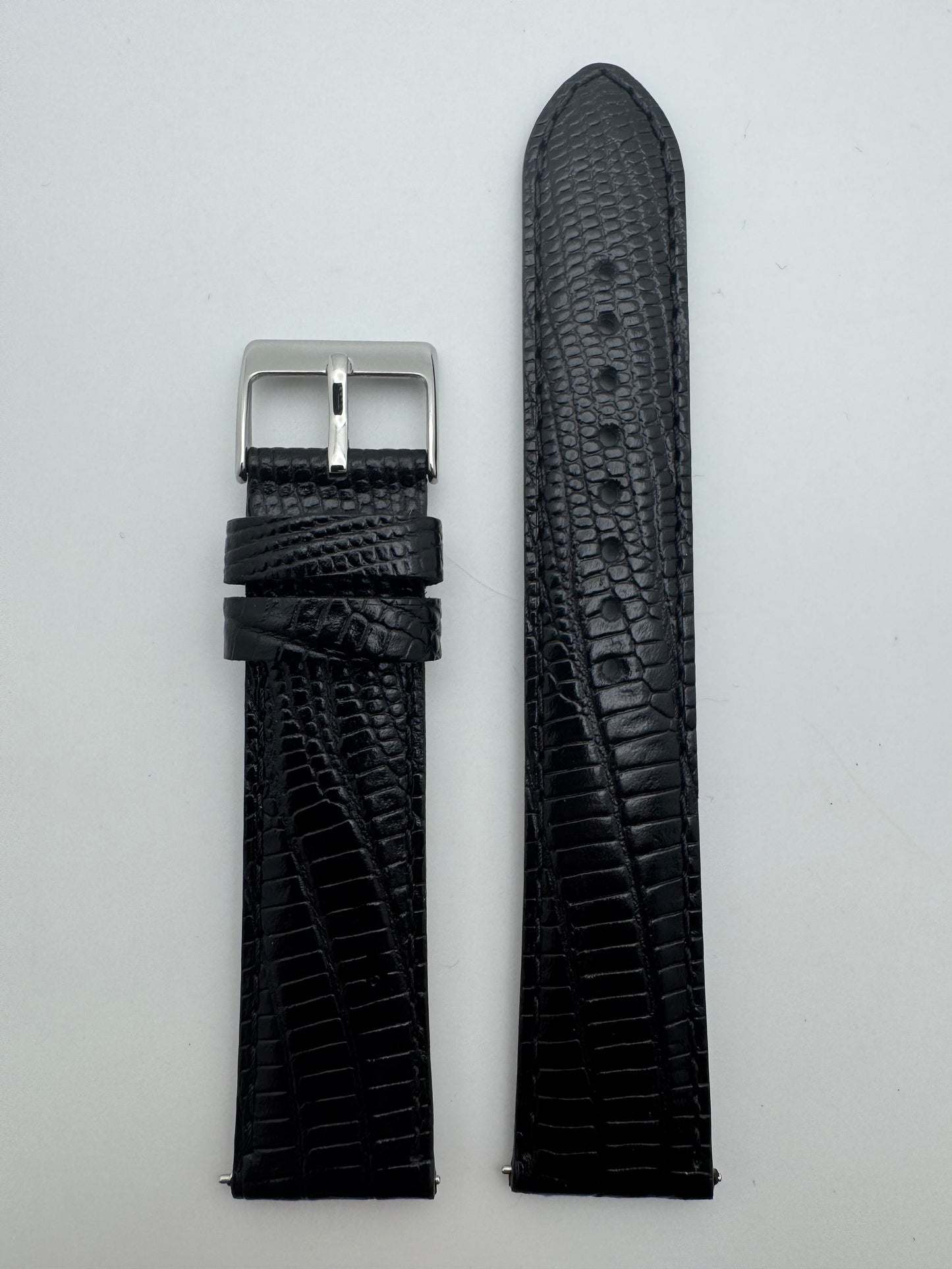 Seiko Leather Strap RS17C20BK 20-18 with Quick Release System 20mm – Cowhide with Teju Lizard Embossing, Black (JDM)