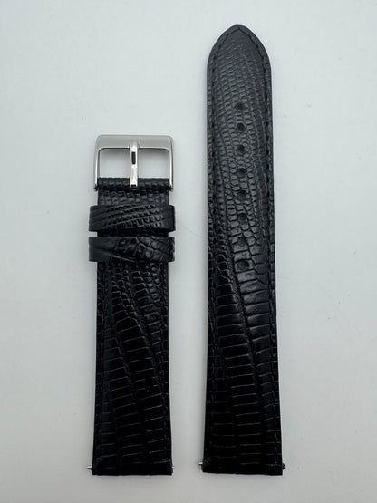 Seiko Leather Strap RS17C20BK 20-18 with Quick Release System 20mm – Cowhide with Teju Lizard Embossing, Black (JDM)
