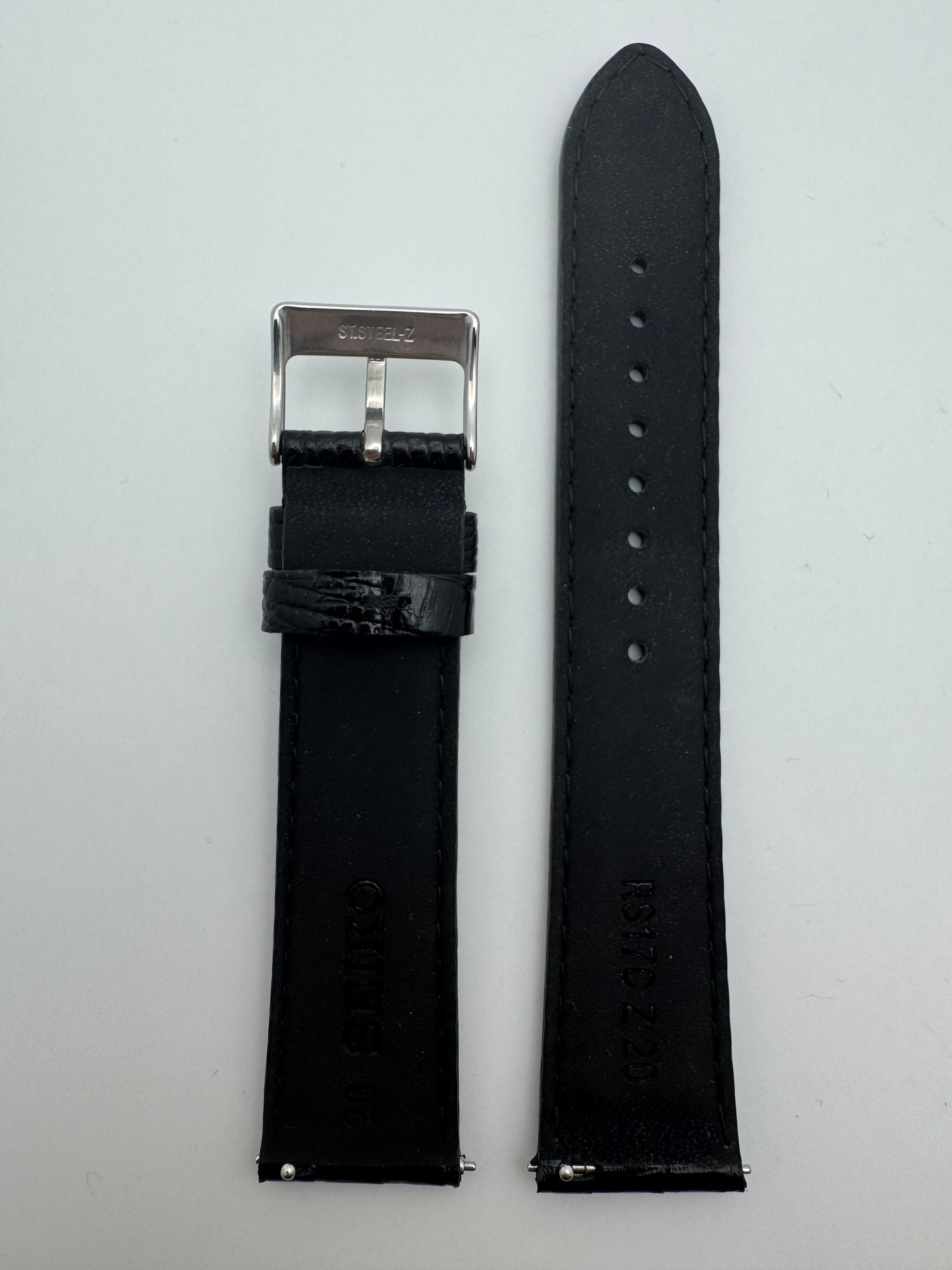 Seiko Leather Strap RS17C20BK 20-18 with Quick Release System 20mm – Cowhide with Teju Lizard Embossing, Black (JDM)