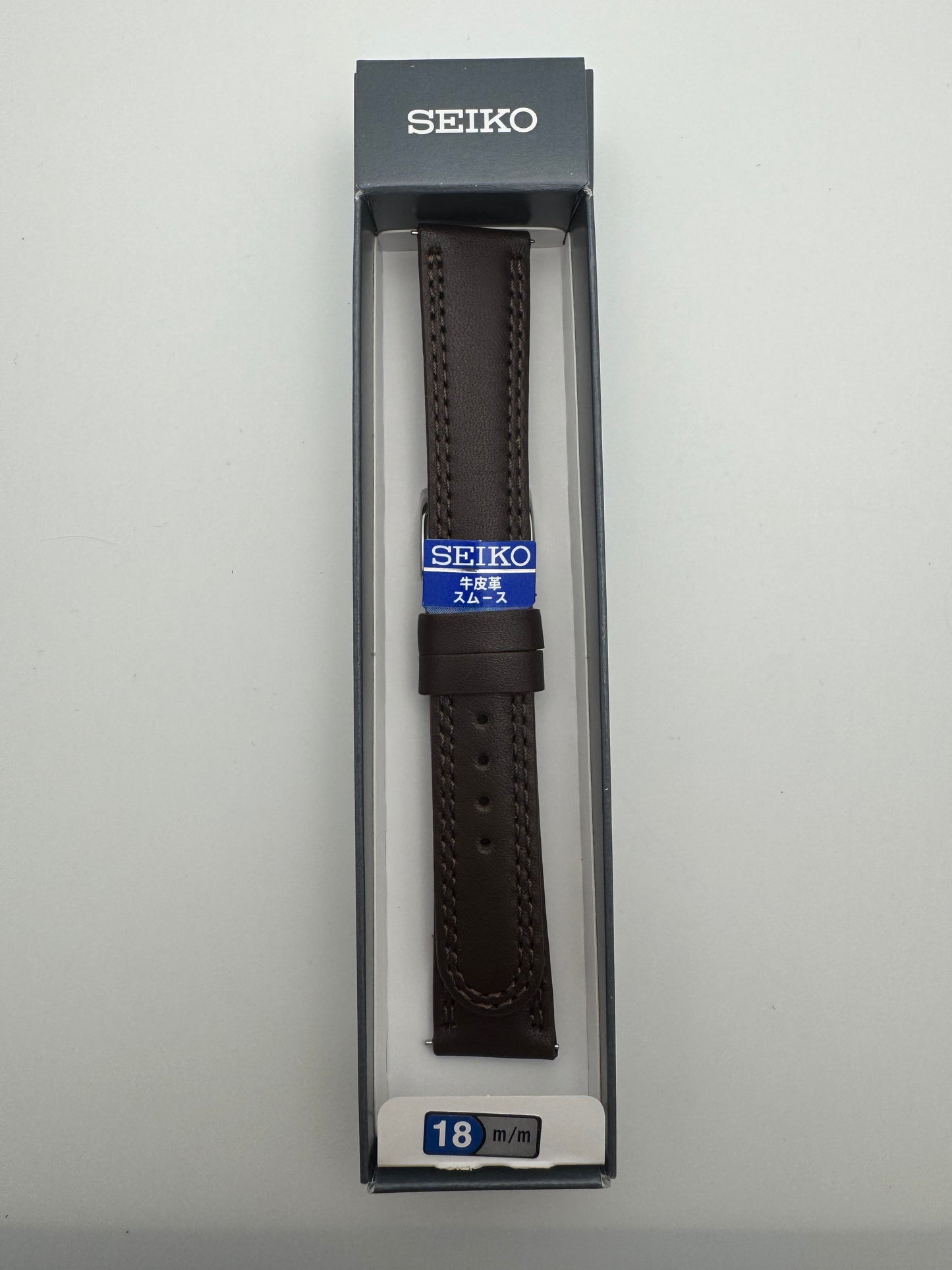 Seiko Leather Strap RS15C18DBN 18-16 with Quick Release System 18 mm – Smooth Cowhide, Dark Brown (JDM)