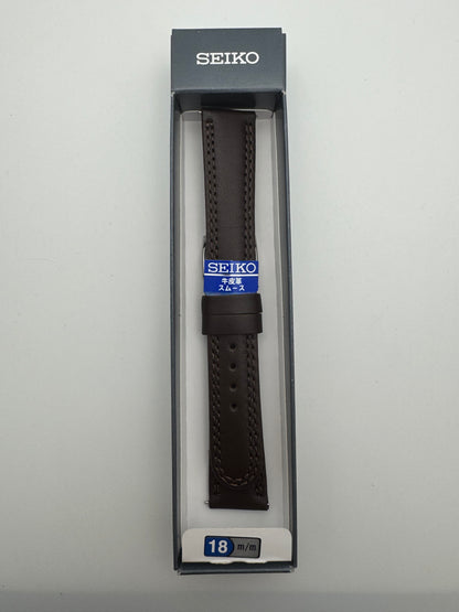 Seiko Leather Strap RS15C18DBN 18-16 with Quick Release System 18 mm – Smooth Cowhide, Dark Brown (JDM)