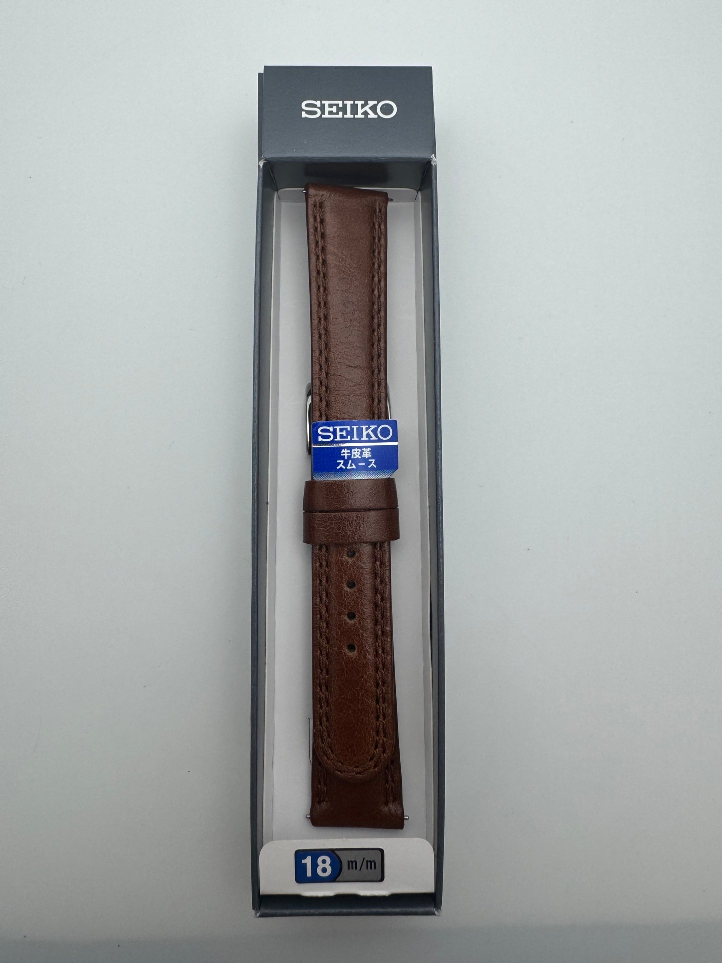 Seiko Lederarmband RS15C18BN 18-16 mit Schnellwechselsystem 18 mm – glattes Rindleder, braun (JDM)