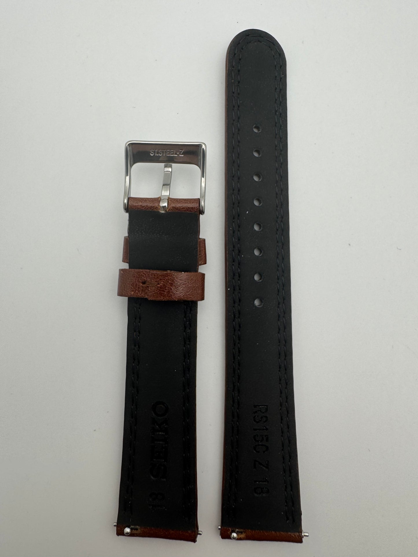 Seiko Lederarmband RS15C18BN 18-16 mit Schnellwechselsystem 18 mm – glattes Rindleder, braun (JDM)
