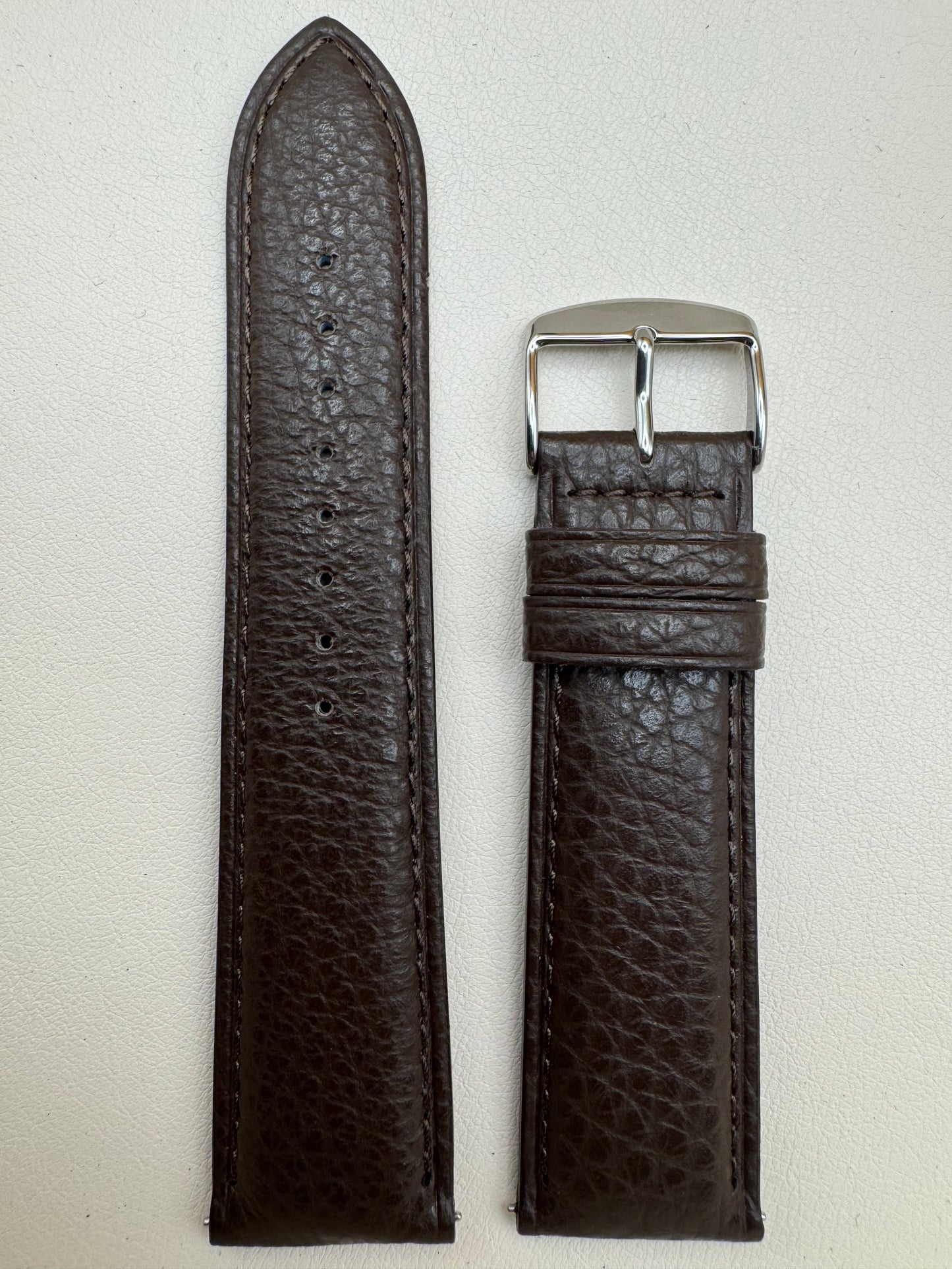 🟤 TEN TO SEN Leather Strap Dark Brown – 22 mm (Made in Japan)
