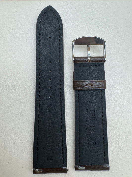 🟤 Bracelet en cuir marron foncé TEN TO SEN – 22 mm (Fabriqué au Japon)