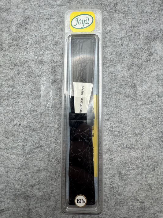 Joyil NOS leather strap with crocodile embossing, 19 mm – black