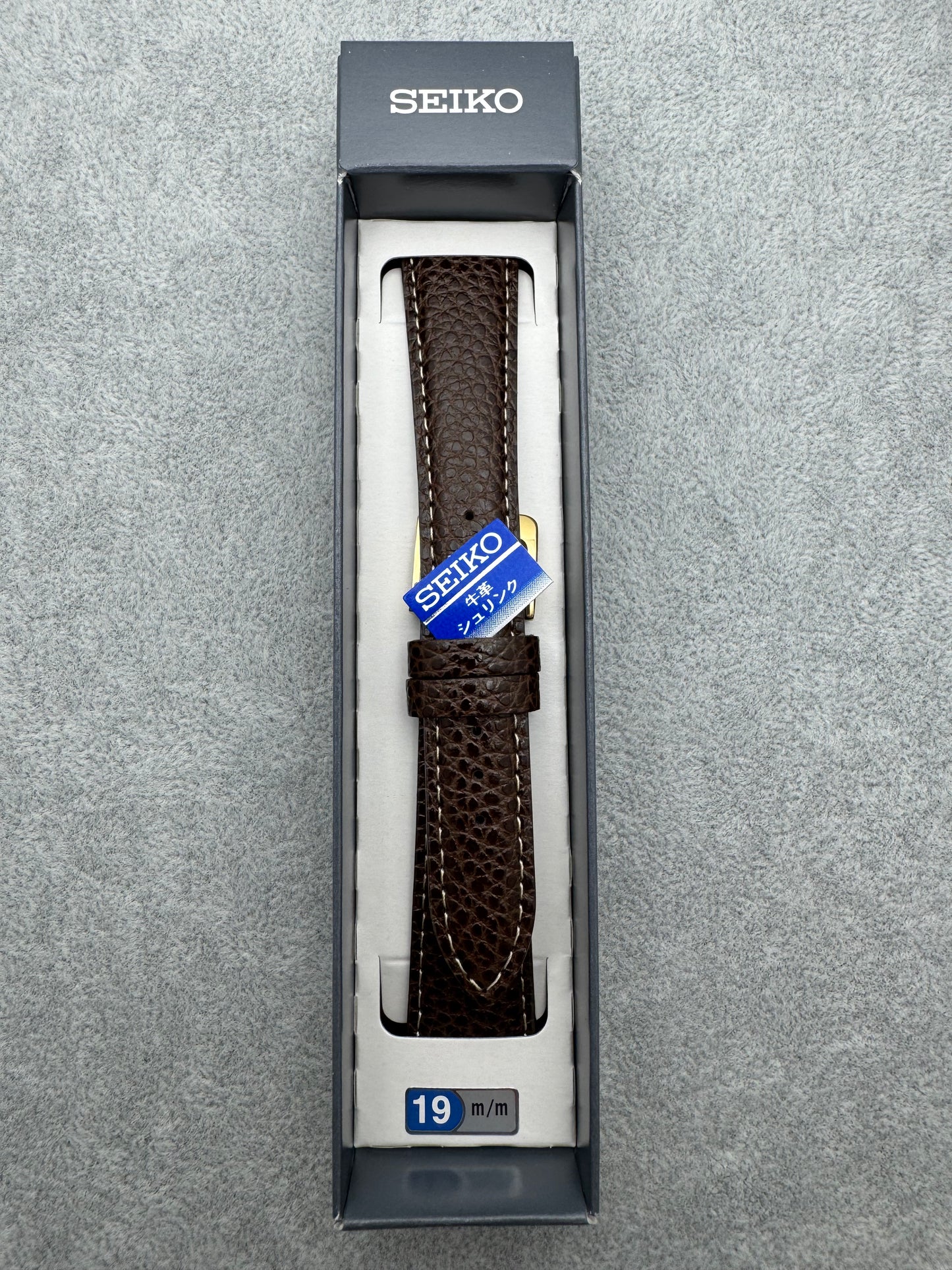Seiko JDM Strap DXG9 19 mm (19-15) – Shrink Leather, Dark Brown
