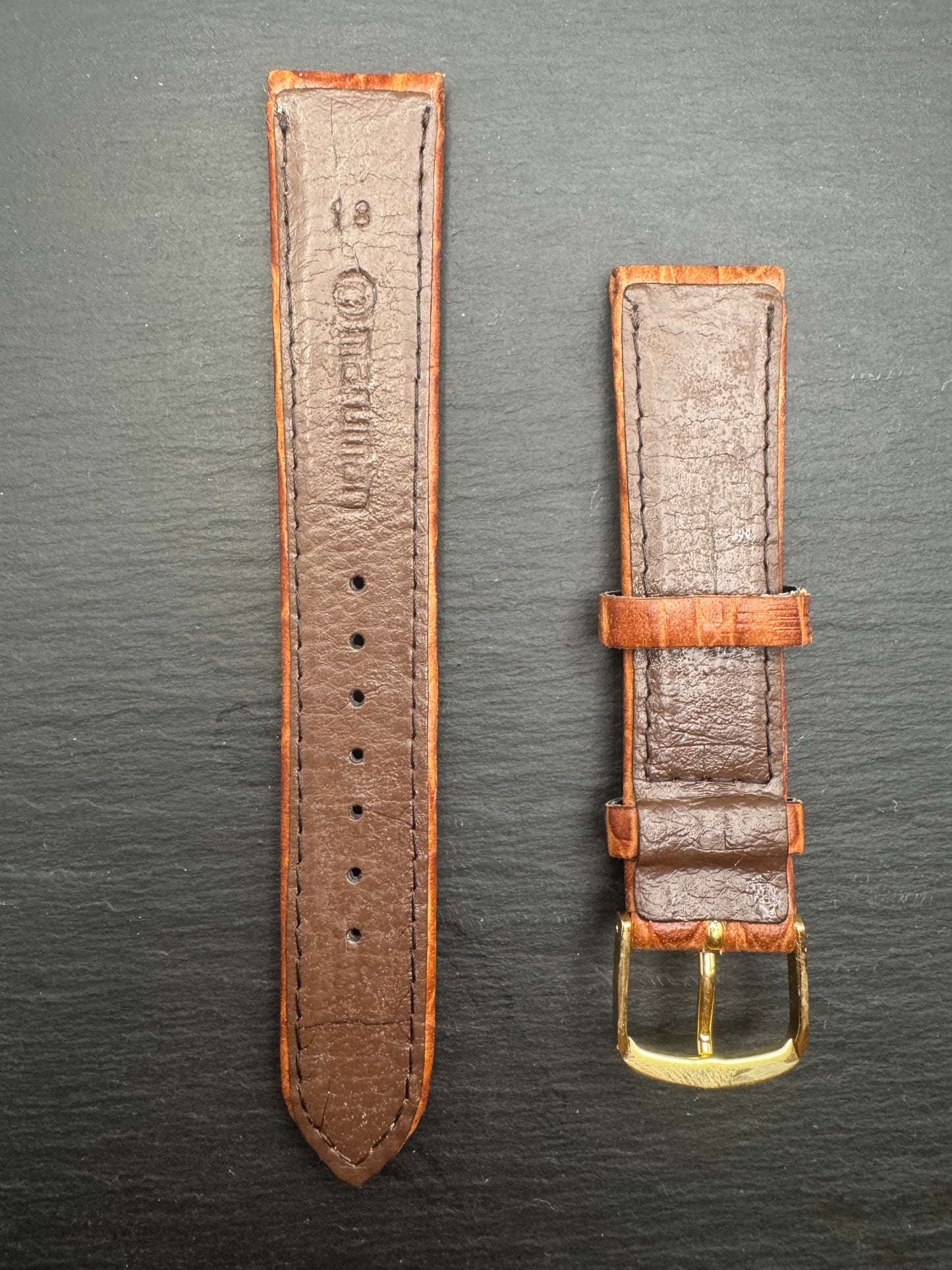 Maruman leather strap with crocodile embossing, 18 mm – brown (JDM - New Old Stock)
