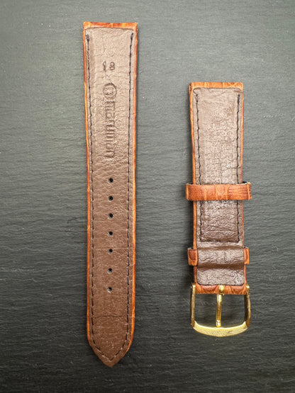 Maruman leather strap with crocodile embossing, 18 mm – brown (JDM - New Old Stock)