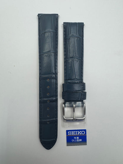 Original SEIKO Lederarmband RS01C18NY (18–16 mm) - blau mit Edelstahl Dornschließe (JDM)