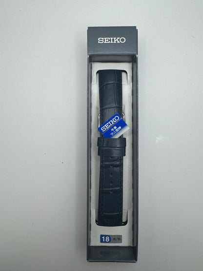 Original SEIKO Lederarmband RS01C18NY (18–16 mm) - blau mit Edelstahl Dornschließe (JDM)
