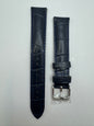 Original Seiko Lederarmband RS06S18NY (18–16) - dunkelblau mit silberfarbener Dornschließe (JDM)