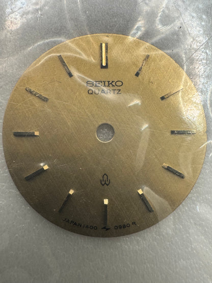 Seiko Original Zifferblatt 1400-0980 „Seiko Quartz" (rund, Gold, Damen) – NOS, tadellos