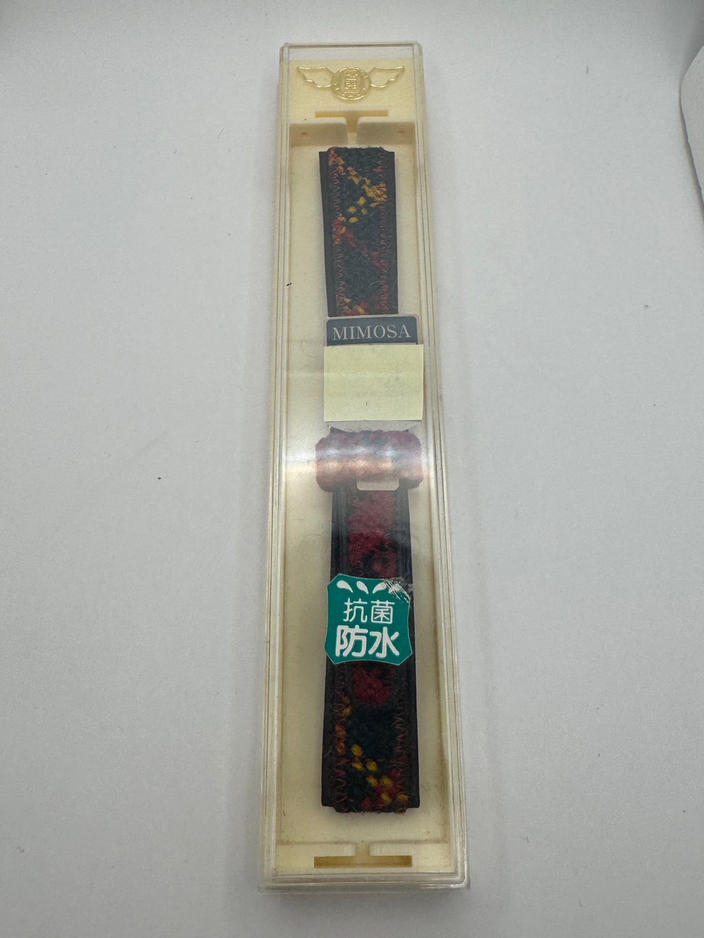 BAMBI »Mimosa« – Vintage NOS Tweed-/Karo-Armband, 15 mm, goldfarbene signierte Schließe (Japan)