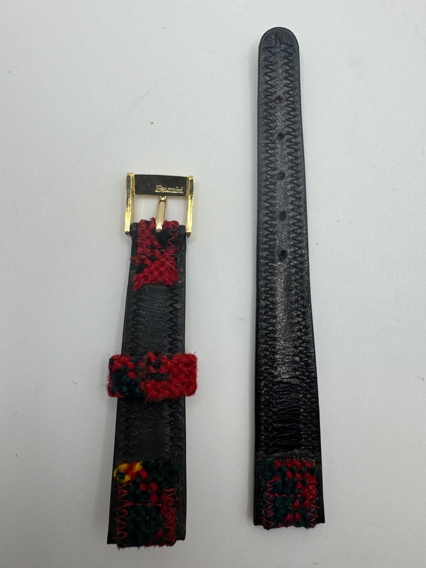 BAMBI »Mimosa« – Vintage NOS Tweed-/Karo-Armband, 15 mm, goldfarbene signierte Schließe (Japan)
