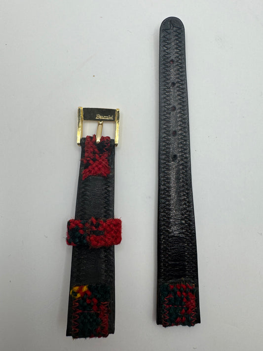BAMBI »Mimosa« – Vintage NOS Tweed-/Karo-Armband, 15 mm, goldfarbene signierte Schließe (Japan)