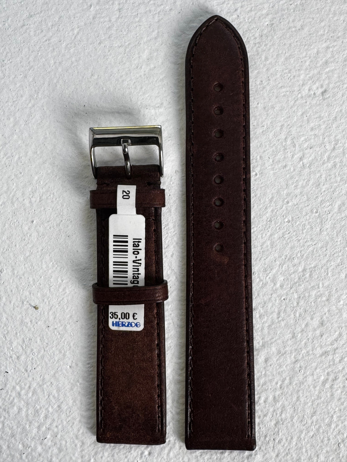 Herzog Lederarmband „Italo-Vintage“ – Dunkelbraun, Made in Italy (20/22 mm) – B-Ware