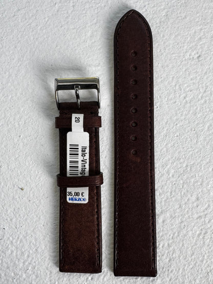 Herzog Lederarmband „Italo-Vintage“ – Dunkelbraun, Made in Italy (20/22 mm) – B-Ware