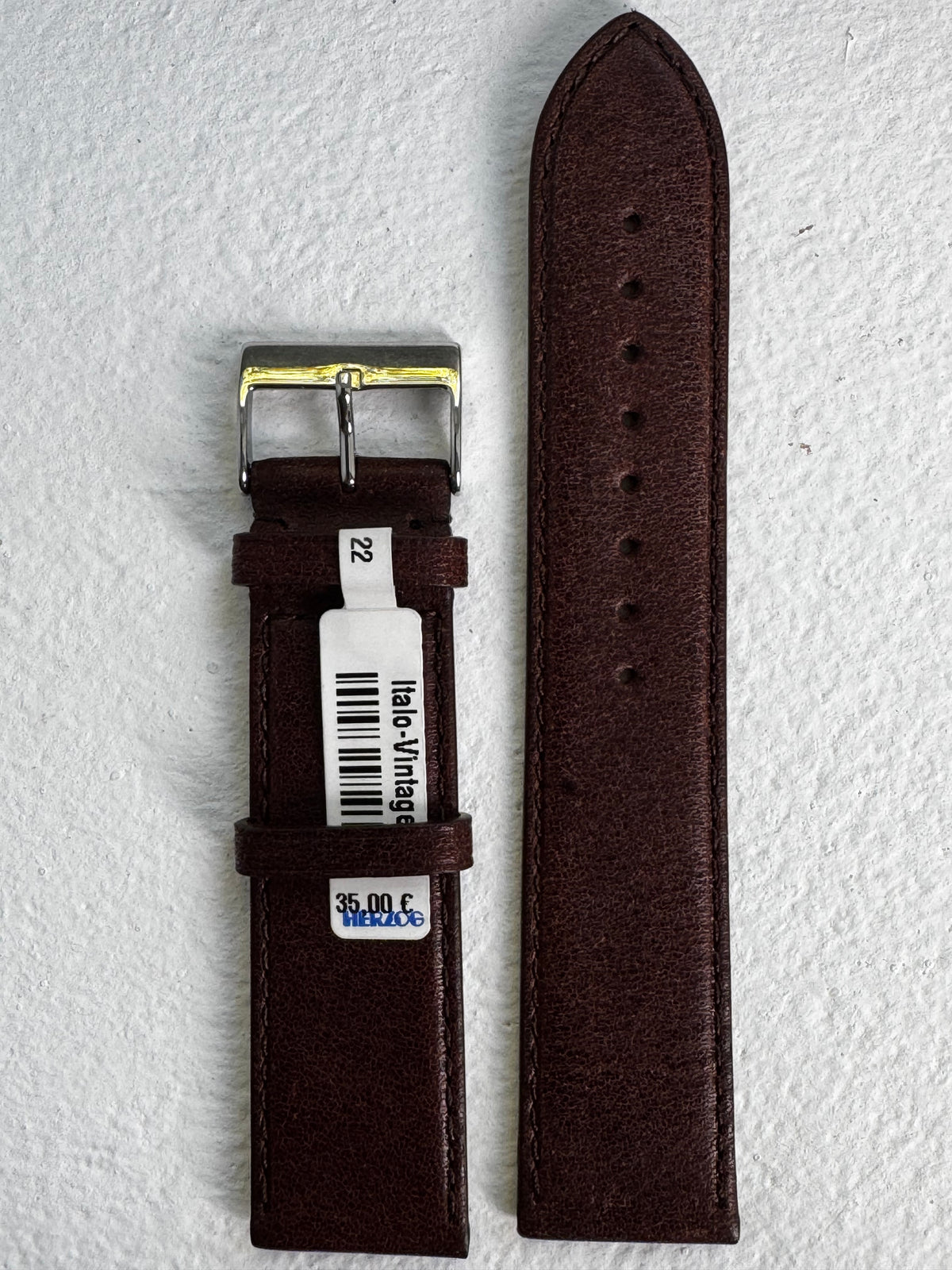 Herzog Lederarmband „Italo-Vintage“ – Dunkelbraun, Made in Italy (20/22 mm) – B-Ware