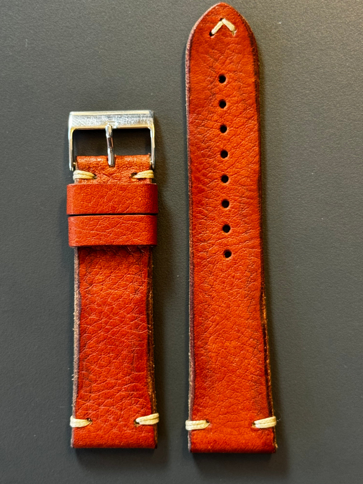 Vintage-Horse Rotbraun 22 mm – Stück B – Außenseite