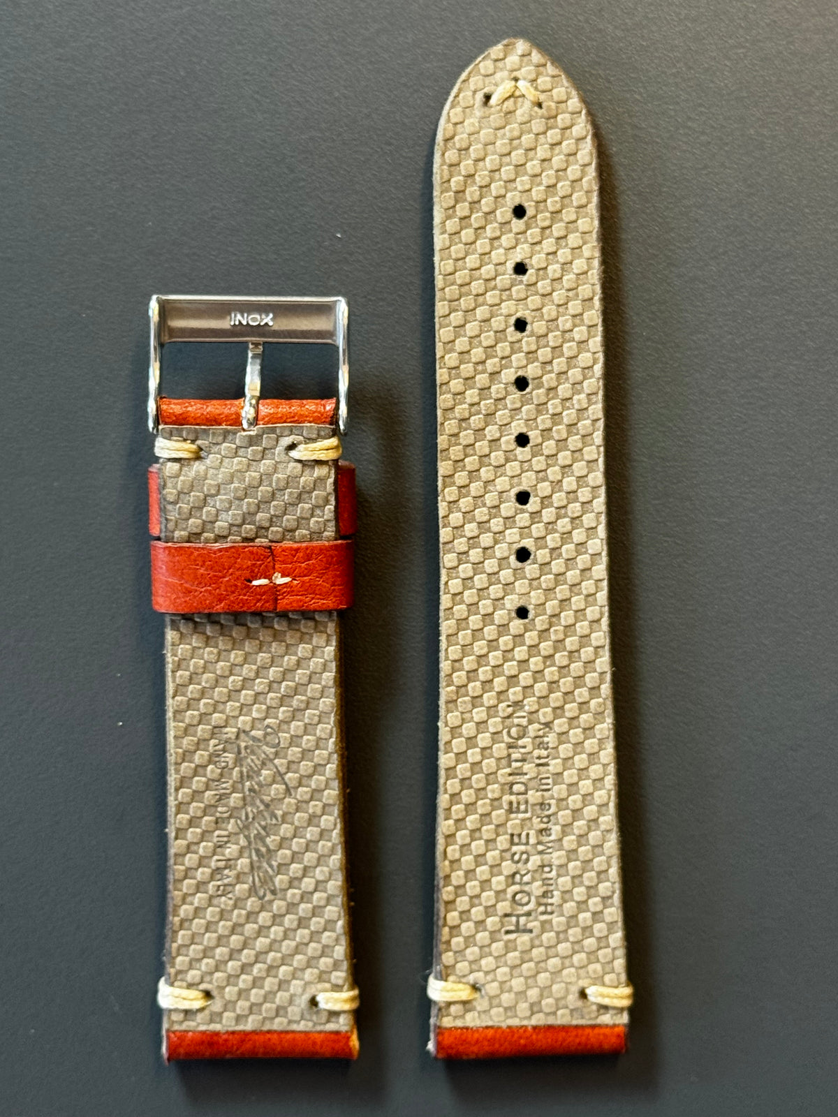 Vintage-Horse Rotbraun 22 mm – Stück B – Innenseite