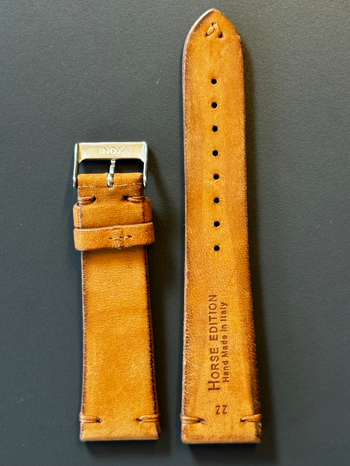 Vintage-Horse Rotbraun 22 mm – Stück C – Innenseite