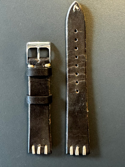 Vintage-Horse 18 mm – Stück A (dunkles Schokobraun) – Außenseite