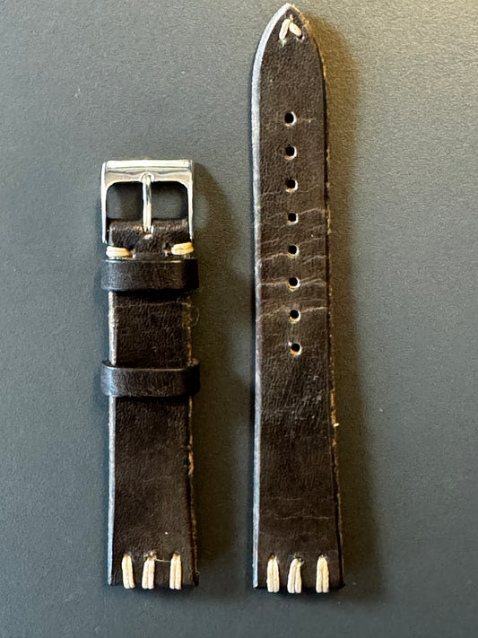 Vintage-Horse 18 mm – Stück A (dunkles Schokobraun) – Außenseite