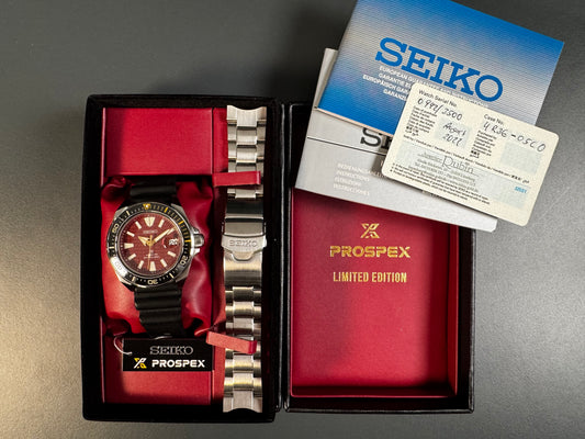 Seiko Prospex King Samurai Shu-iro SRPH61K1 – Fullset mit Limited-Edition-Box, Stahlband und Garantiekarte