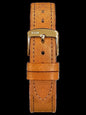 KUOE Original Leather Strap, 18mm, Tan, made of Italian leather, silver clasp