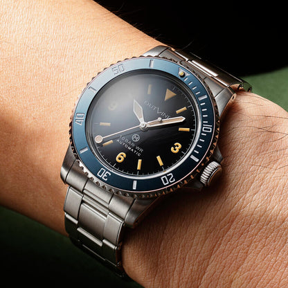 Outline Navy Diver (Typ 369) mit Nieten-Stahlarmband + Crushed Denim Armband (Sonderset) Limited Edition (Kopie)