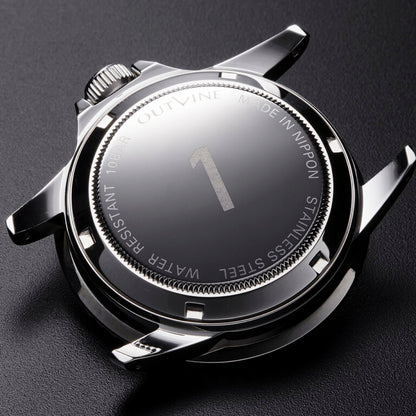 Outline Navy Diver mit Nieten-Stahlarmband + Crushed Denim Armband (Sonderset) Limited Edition