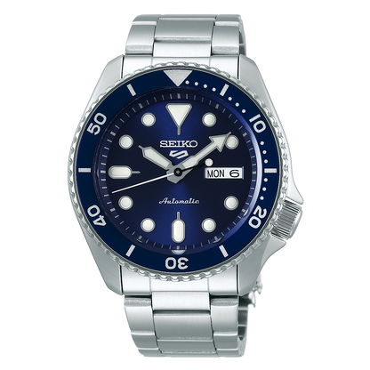 Seiko 5 Sports SRPD51K1 mit blauem Sonnenschliff-Zifferblatt und Edelstahlarmband