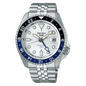 Seiko 5 Sports GMT SSK033K1 mit silbernem Zifferblatt und schwarz-blauer Lünette