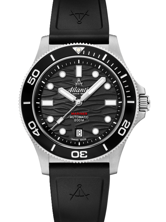Atlantic Mariner Wave Automatic – Schwarz auf PU (42 mm) - NEUHEIT