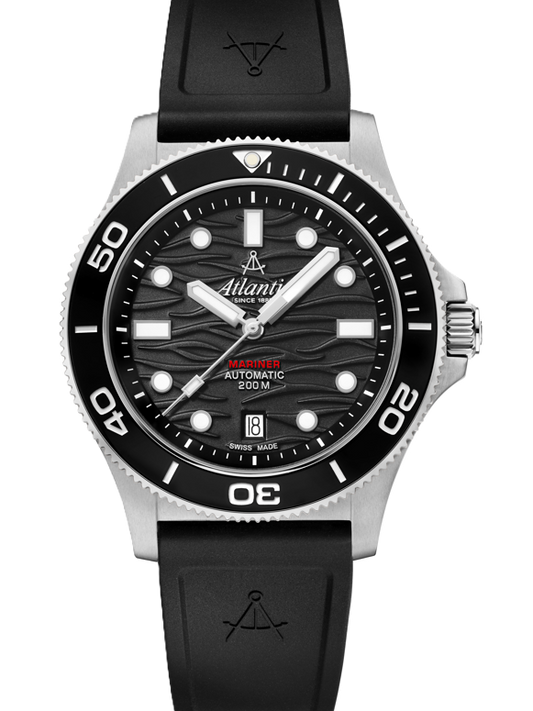 Atlantic Mariner Wave Automatic – Schwarz auf PU (42 mm) - NEUHEIT