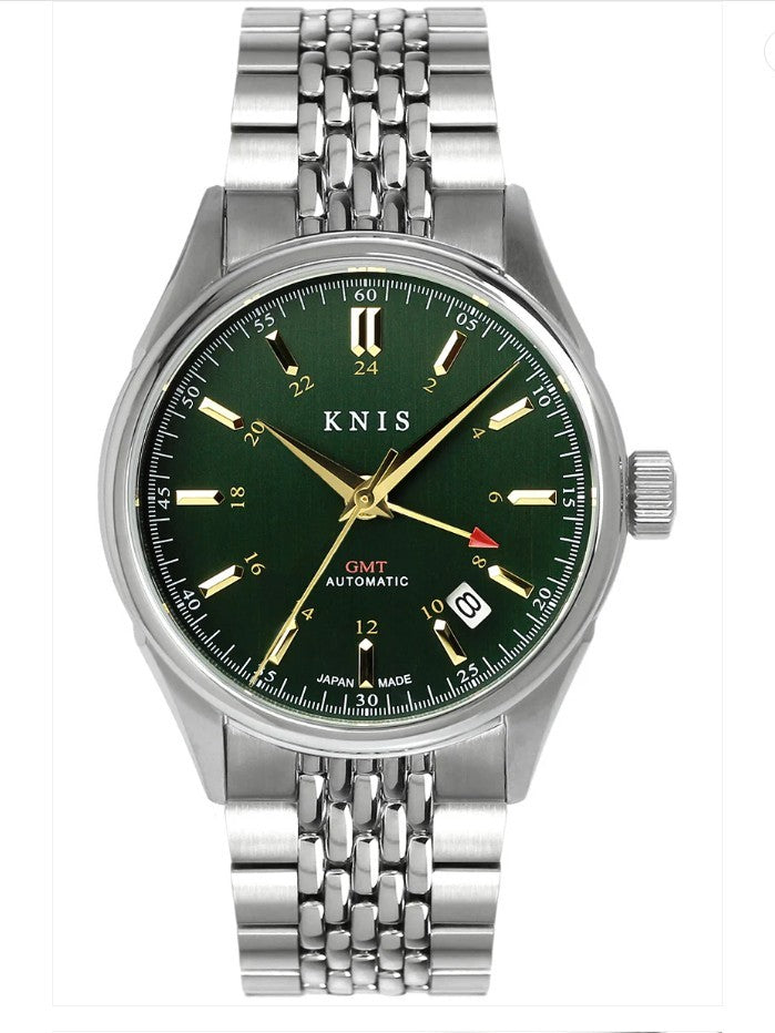 KNIS Classic GMT Automatik Grün - Rice Beads Bracelet 38 mm