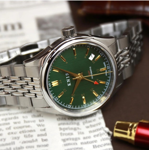 KNIS Classic GMT Automatik Grün - Rice Beads Bracelet 38 mm