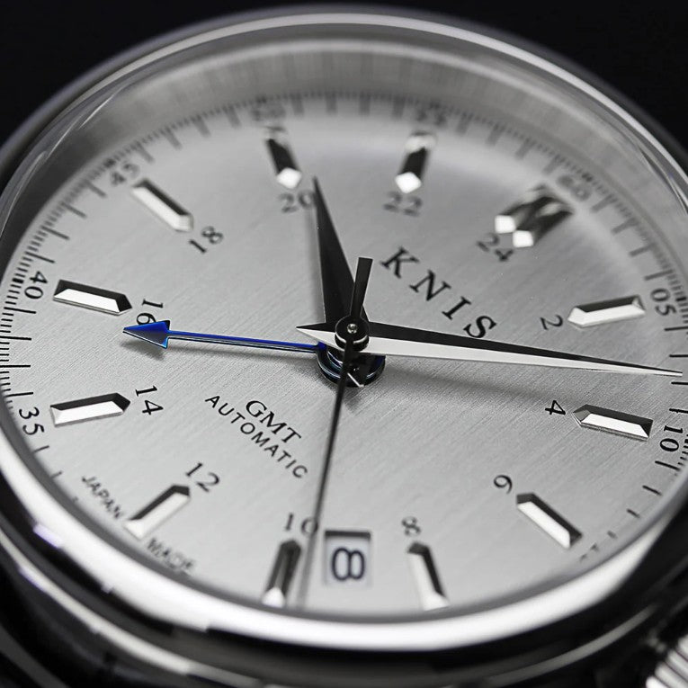 KNIS Classic GMT Automatik Silber - Rice Beads Bracelet 38 mm