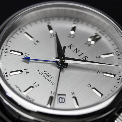 KNIS Classic GMT Automatik Silber - Rice Beads Bracelet 38 mm
