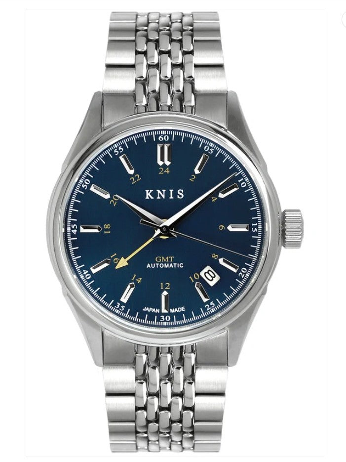 KNIS Classic GMT Automatik Blau - Rice Beads Bracelet 38 mm