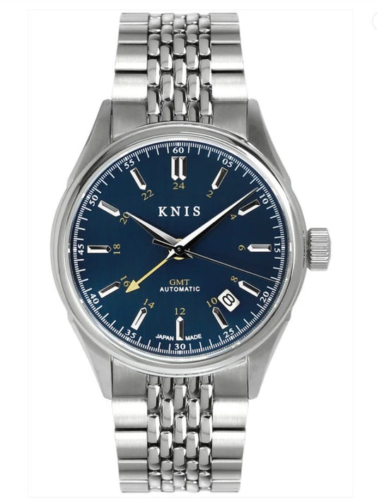 KNIS Classic GMT Automatik Blau - Rice Beads Bracelet 38 mm