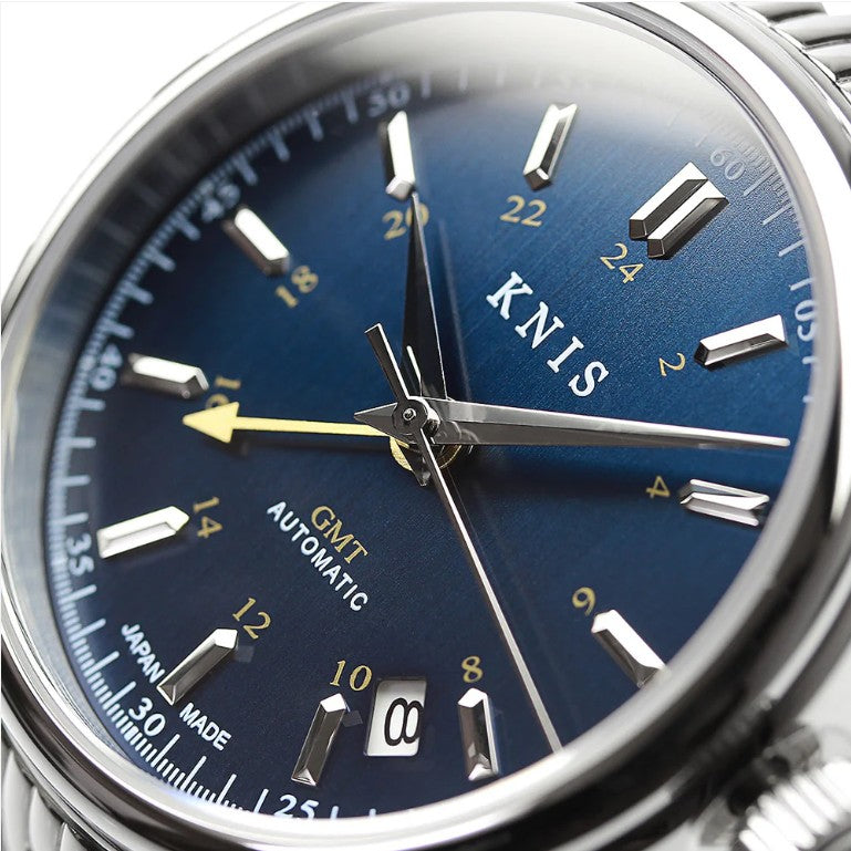 KNIS Classic GMT Automatik Blau - Rice Beads Bracelet 38 mm
