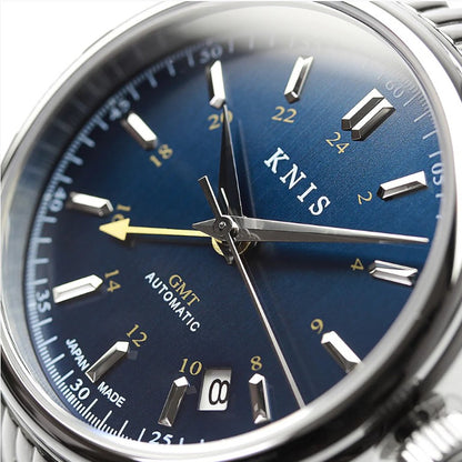 KNIS Classic GMT Automatik Blau - Rice Beads Bracelet 38 mm