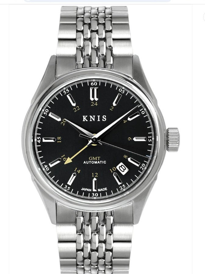 KNIS Classic GMT Automatik Schwarz - Rice Beads Bracelet 38 mm