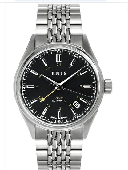 KNIS Classic GMT Automatik Schwarz - Rice Beads Bracelet 38 mm