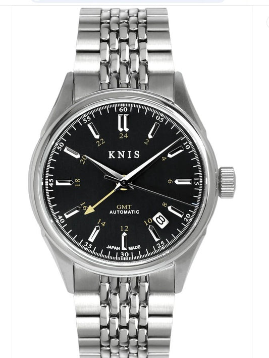 KNIS Classic GMT Automatik Schwarz - Rice Beads Bracelet 38 mm