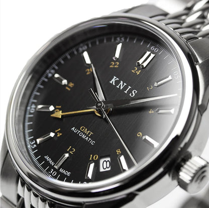 KNIS Classic GMT Automatik Schwarz - Rice Beads Bracelet 38 mm